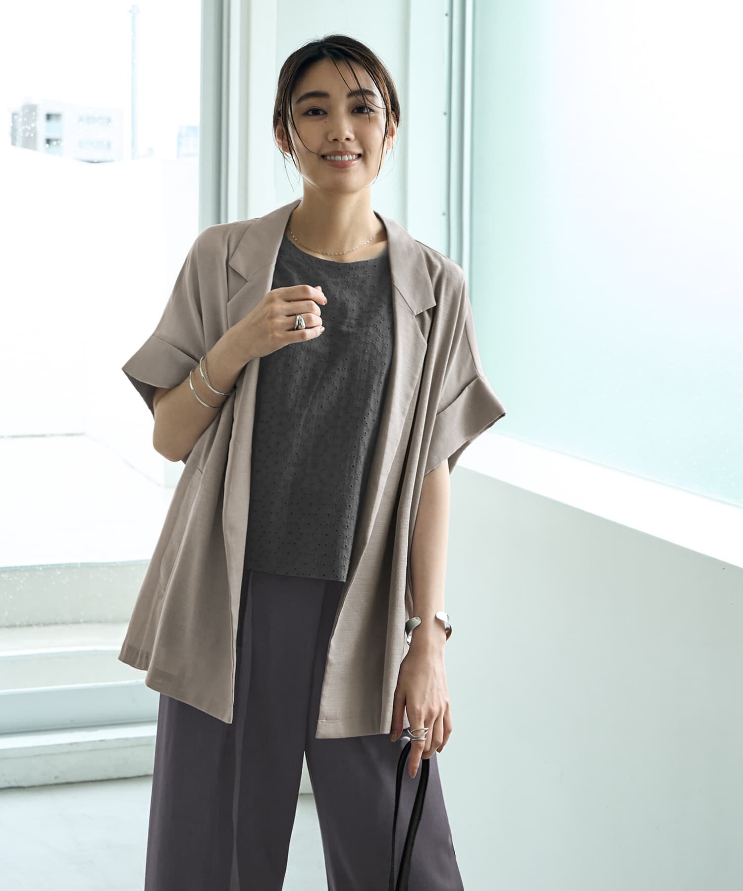 STYLE DELI「【LUXE】シャリ感シアーBIGスリーブジャケット」|その他|