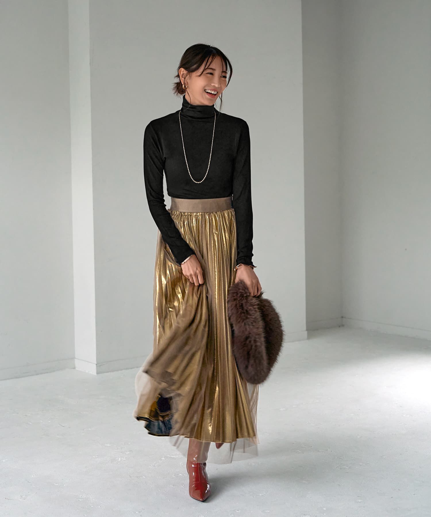 STYLE DELI「とろみ薄リブタートルネックトップス」|Tシャツ・カットソー|