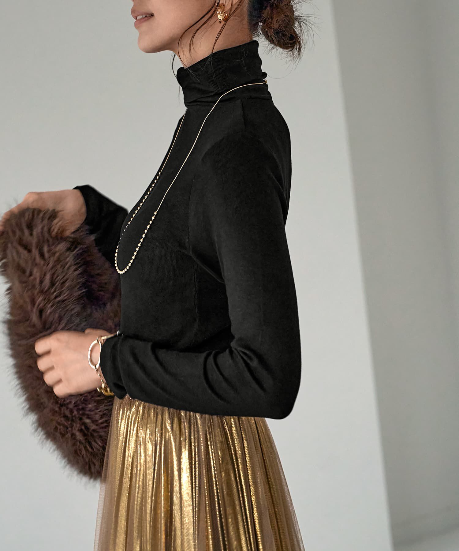 STYLE DELI「とろみ薄リブタートルネックトップス」|Tシャツ・カットソー|