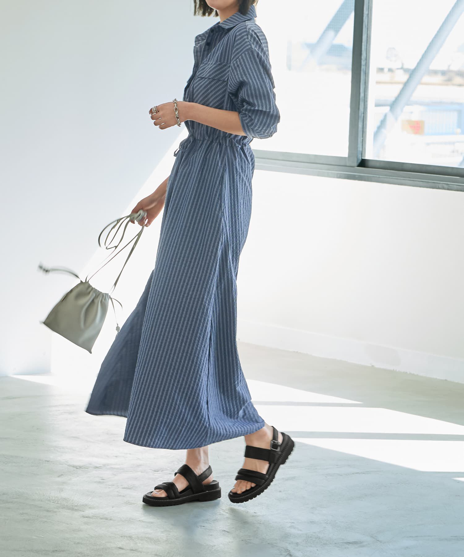 STYLE DELI「【LUXE】交互ストライプ柄シャツワンピース」|ワンピース|