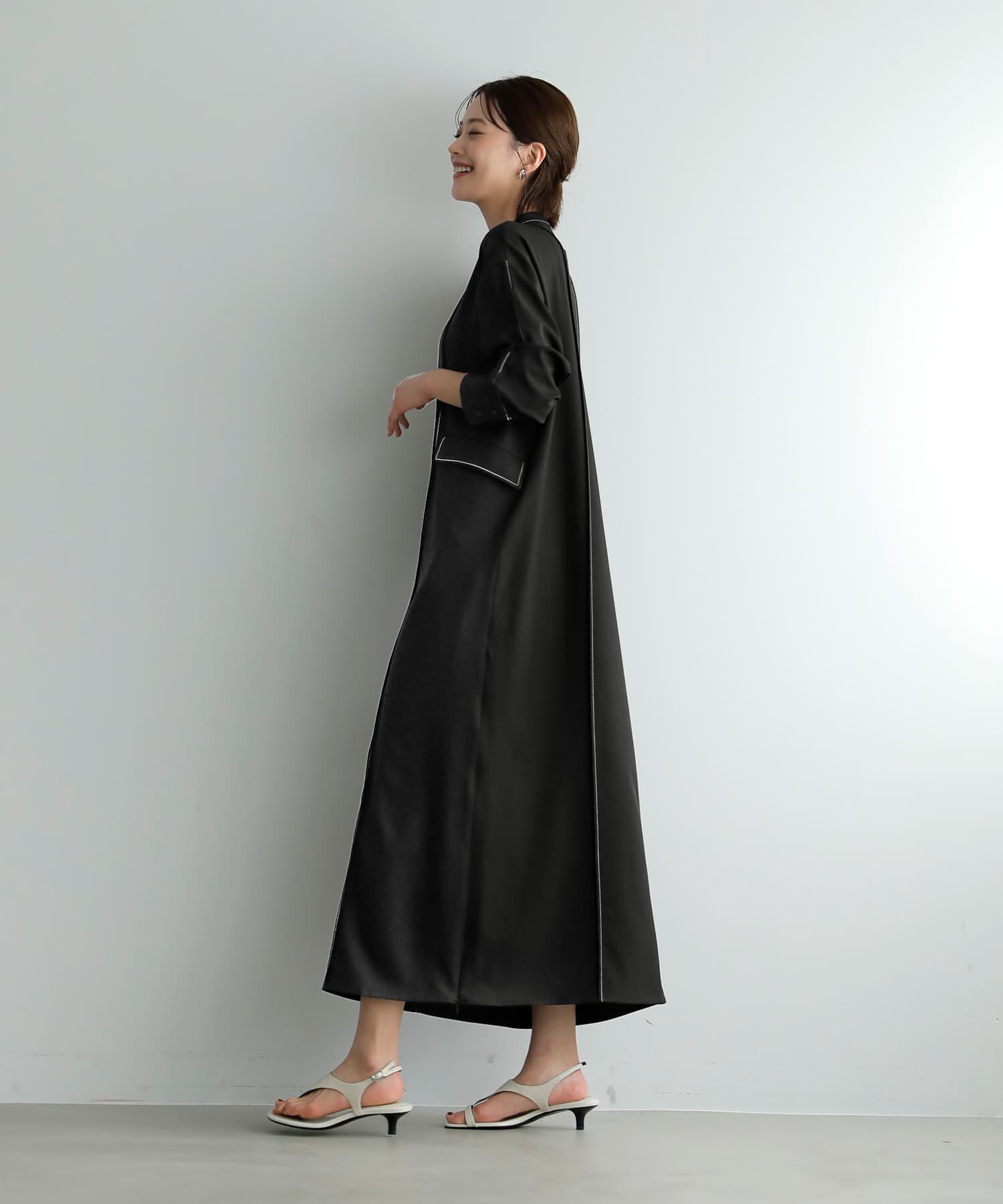 STYLE DELI「【LUXE】配色ステッチ両裾ファスナーワンピース」|ワンピース|