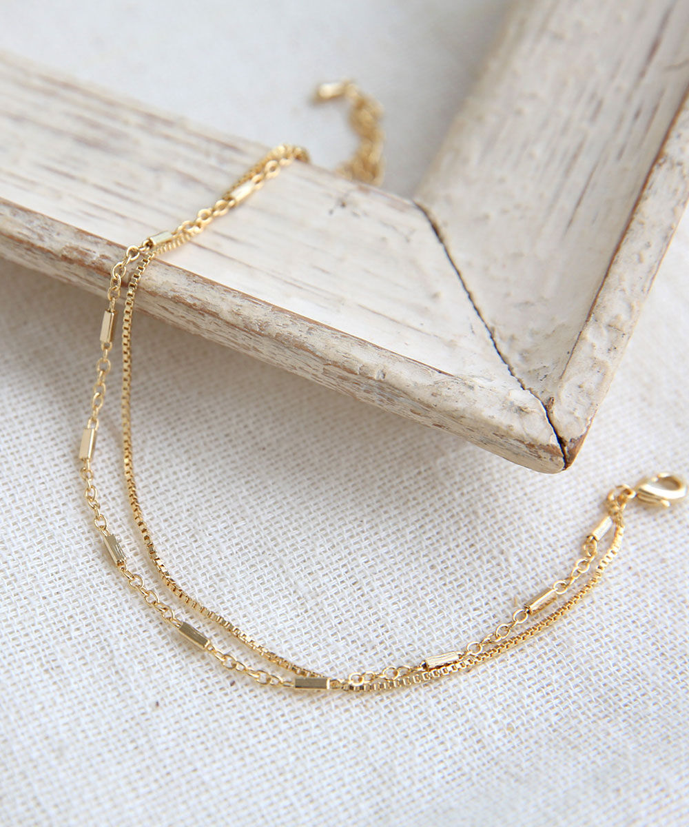 colleca la「[選べる3type]2連チェーンアンクレット」|アンクレット|(B)ベネチアチェーン