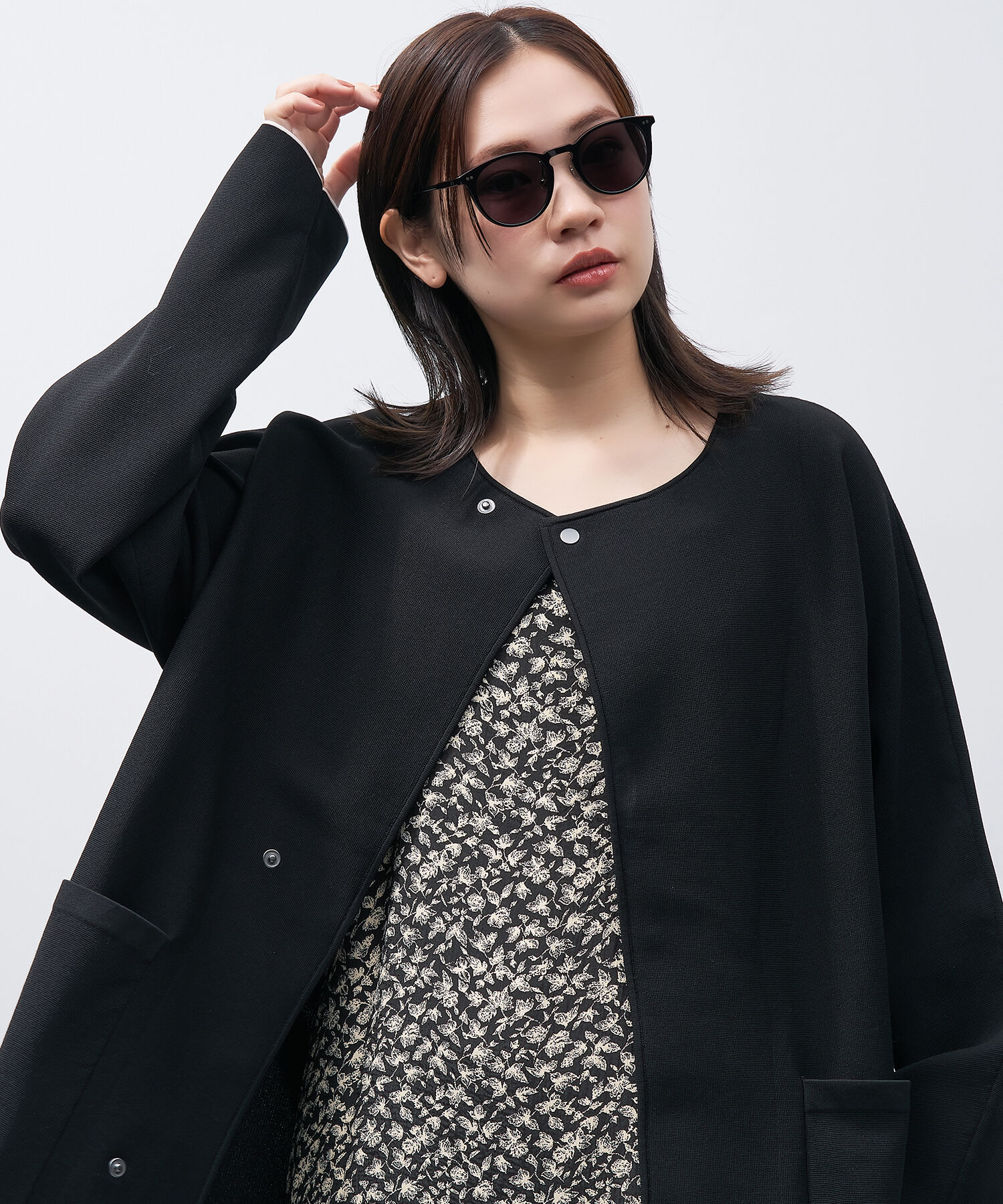  「ボストン型 サングラス | カラーレンズ 鼻パッド 紫外線防止 UVカット ユニセックス」|サングラス|ブラック系その他