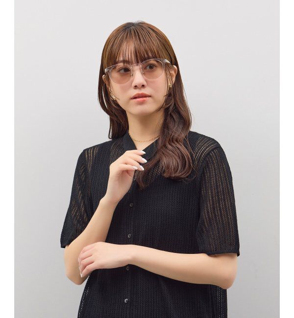  「ボストン型 サングラス | カラーレンズ 鼻パッド 紫外線防止 UVカット ユニセックス」|サングラス|クリア1