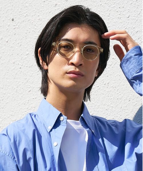  「【WEB限定】ボストン型 サングラス｜黒縁フレーム｜クリアフレーム｜紫外線対策」|サングラス|