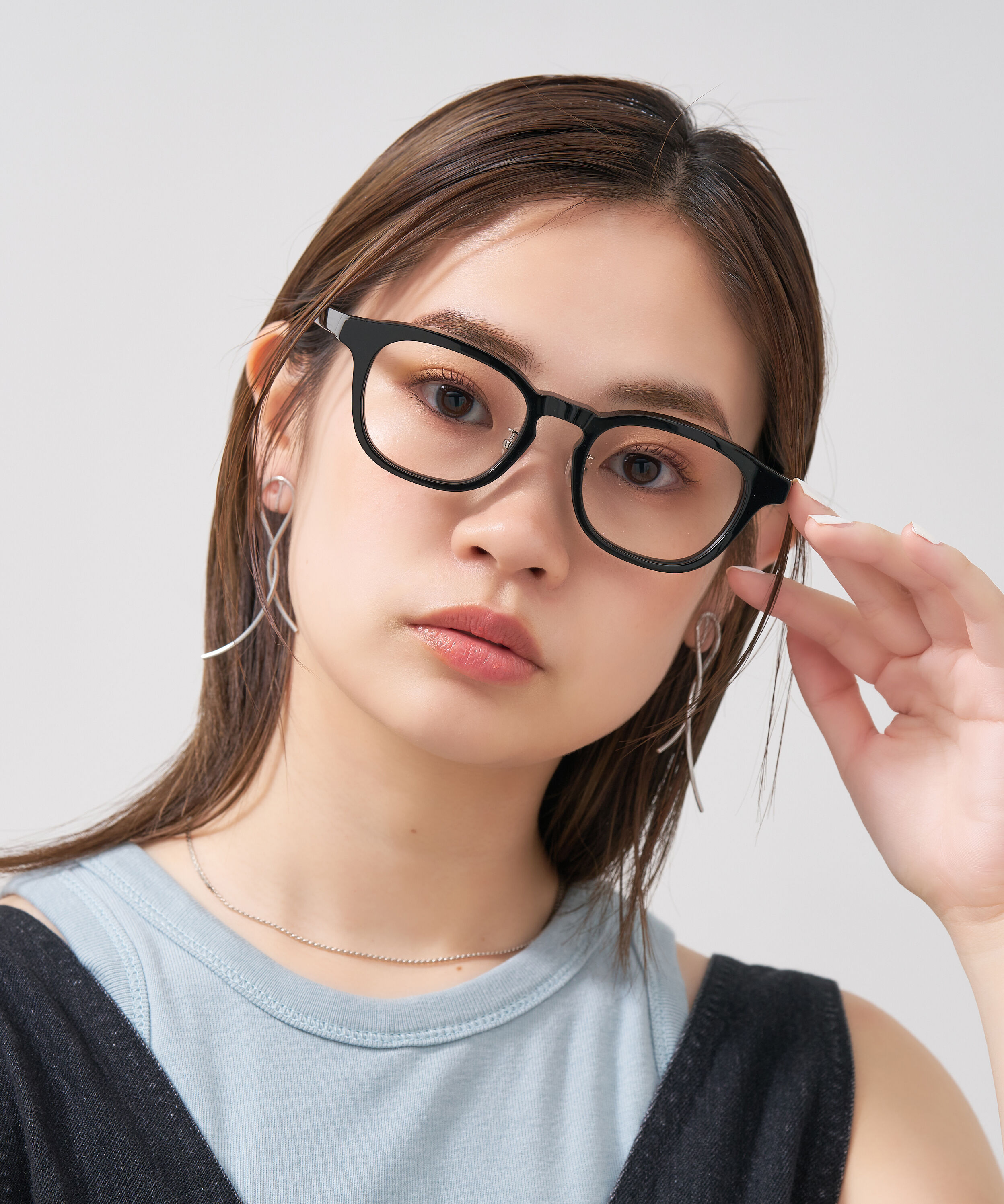  「【ルミネ限定】Zoff | ウェリントン型 クリアフレーム 黒縁 太縁 伊達メガネ レンズ交換券付き」|メガネ|ブラック