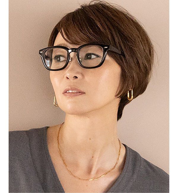  「Zoff｜emiri ウェリントン型 メガネ |辺見えみり 軽量 黒縁フレーム レンズ交換券付」|メガネ|ブラック
