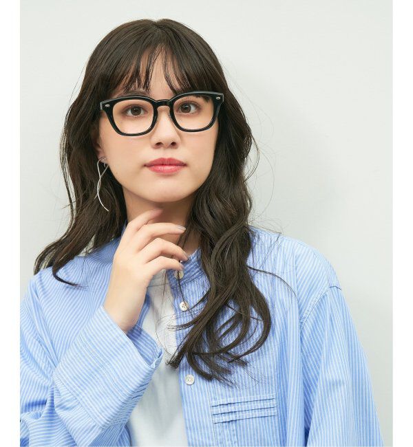  「Zoff｜emiri ウェリントン型 メガネ |辺見えみり 軽量 黒縁フレーム レンズ交換券付」|メガネ|