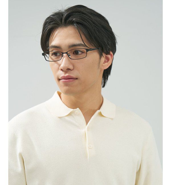  「 スクエア型 メガネ | 横長 メタルフレーム 伊達めがね 度付きユニセックス  STANDARD  レンズ交換券付」|メガネ|