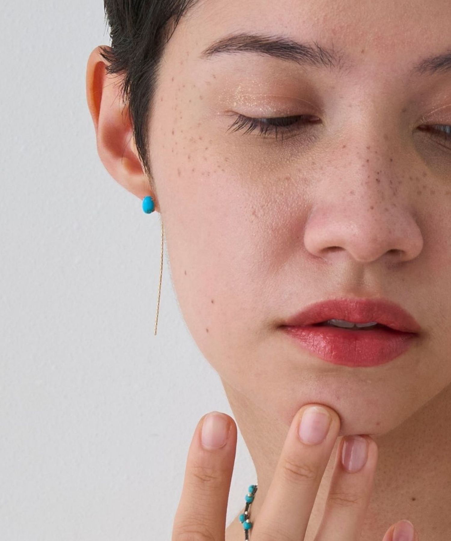 JUPITER「【K10】天然石ロングバーピアス/ターコイズ」|ピアス|