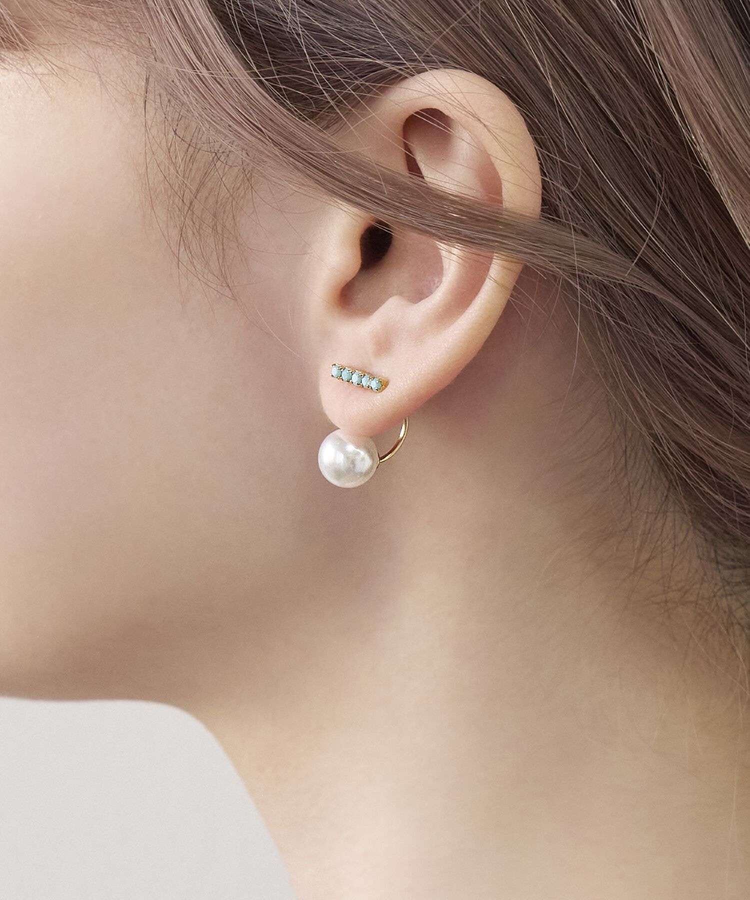 Phoebe「クラスアップバックキャッチパールピアス　ブルー」|ピアス|