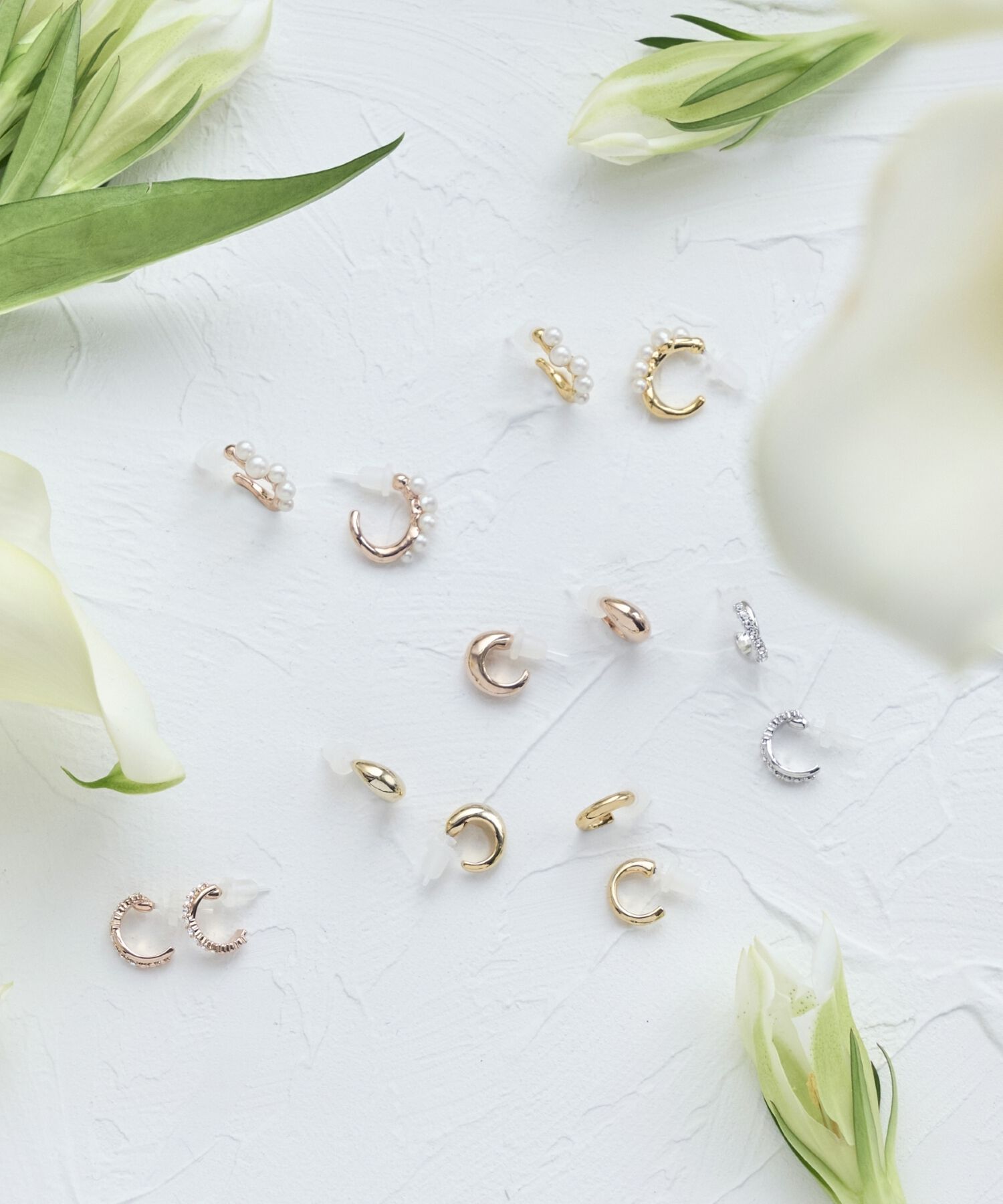 Phoebe「【金属アレルギー対応】メテオパールフープセラミックピアス　シャンパンゴールド」|ピアス|