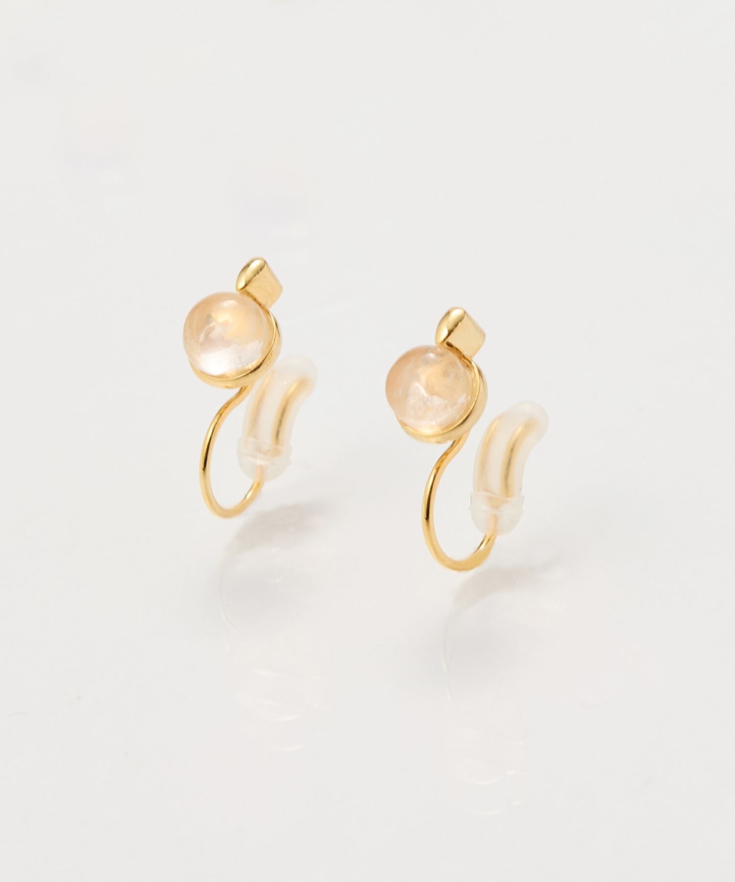 Phoebe「【痛くないシリーズ】パワーストーンライトフィットイヤリング　ローズクォーツ天然石」|イヤリング|