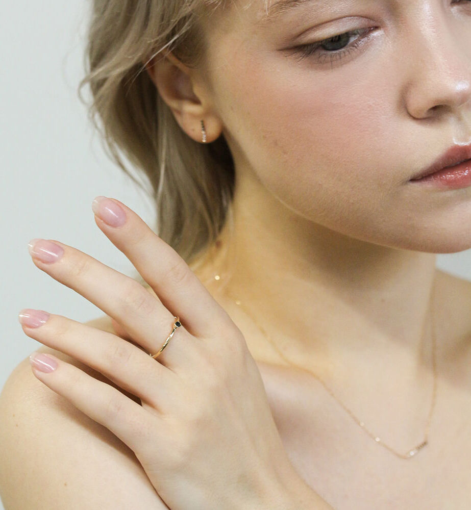  「一石 ブラックダイヤモンド 0.05ct リング | K10YG」|リング|