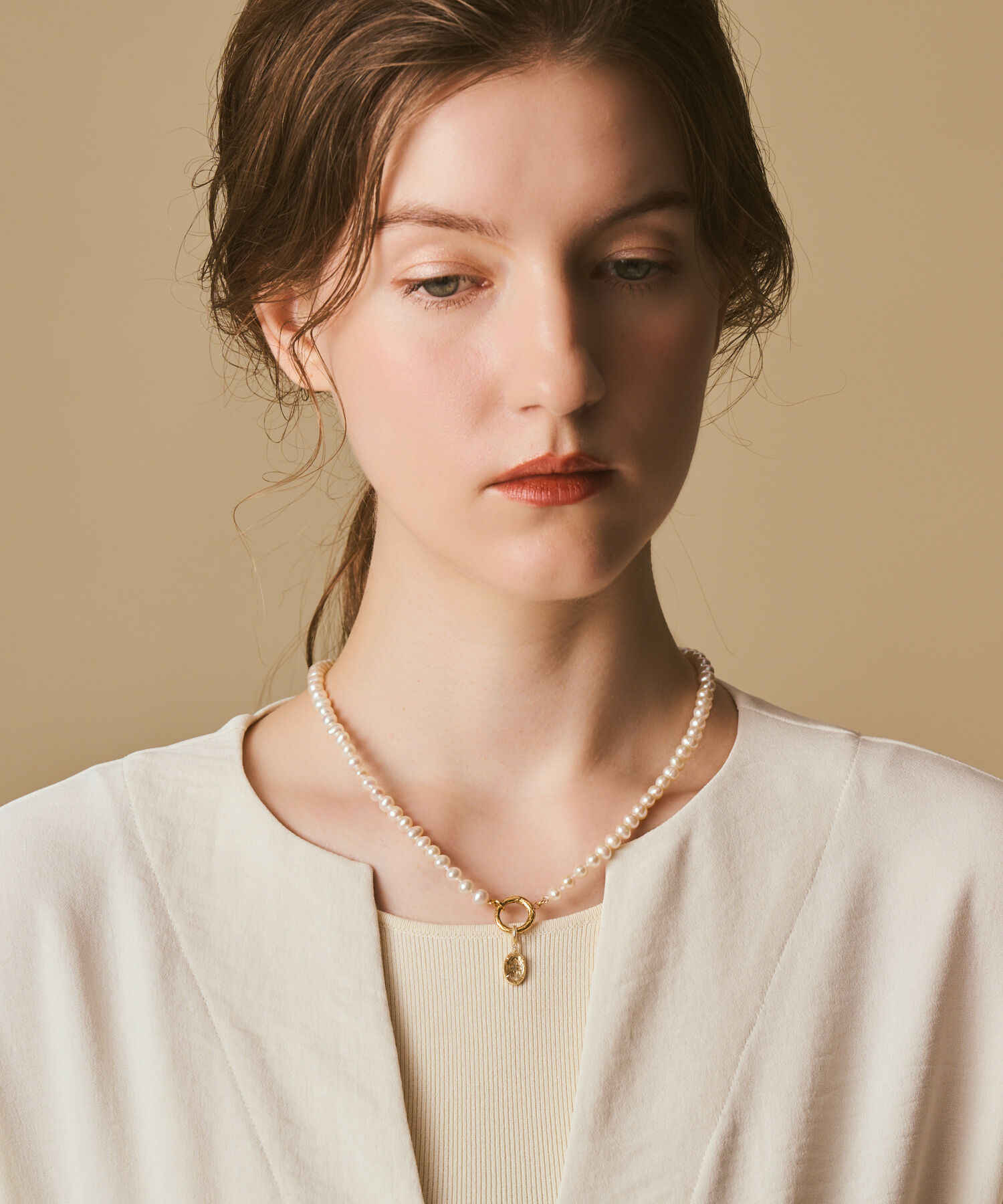 agete「ゴールドパールネックレス」|ネックレス|