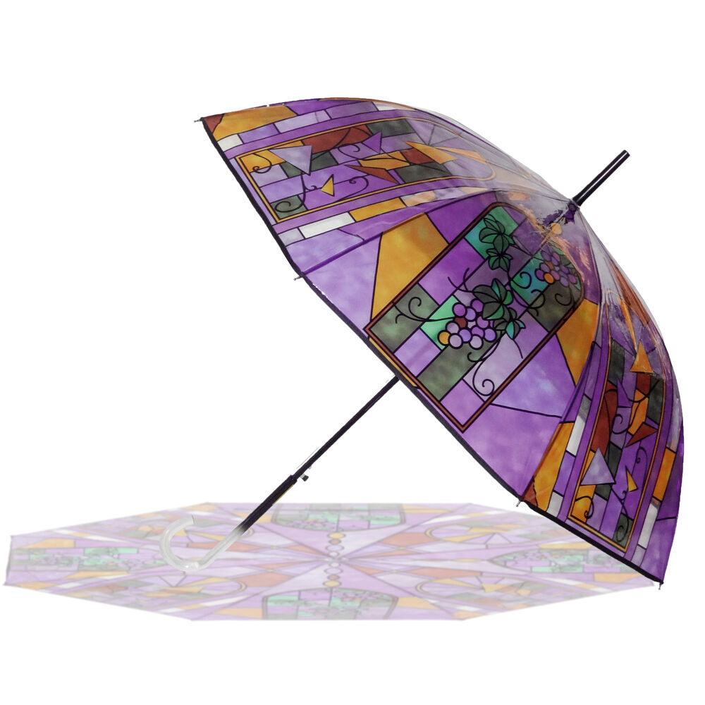 BACKYARD FAMILY「傘 レディース ジャンプ 通販 ビニール傘 ジャンプ式 おしゃれ アンシャンテ ステンドグラス傘」|傘|パープル5