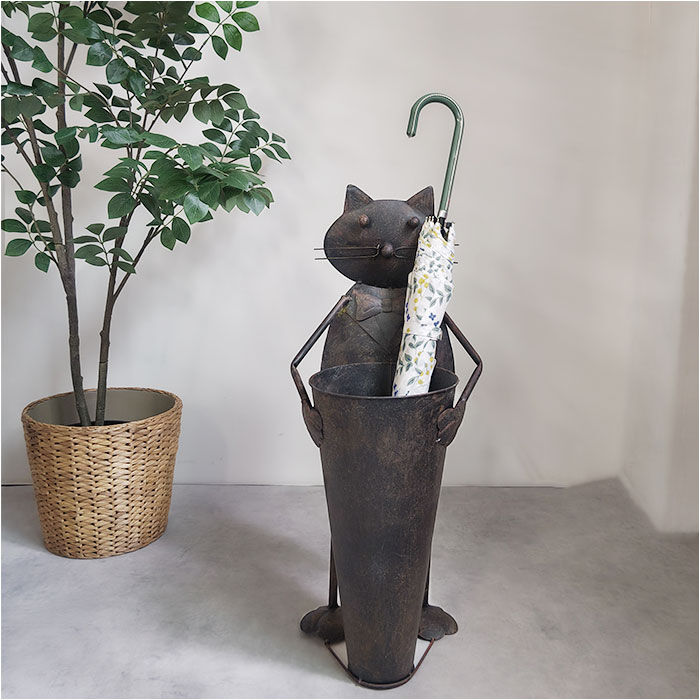 BACKYARD FAMILY「ブリキ 傘立て 特大 4757 通販 傘たて ガーデンオーナメント ビッグキャット傘立て」|その他|