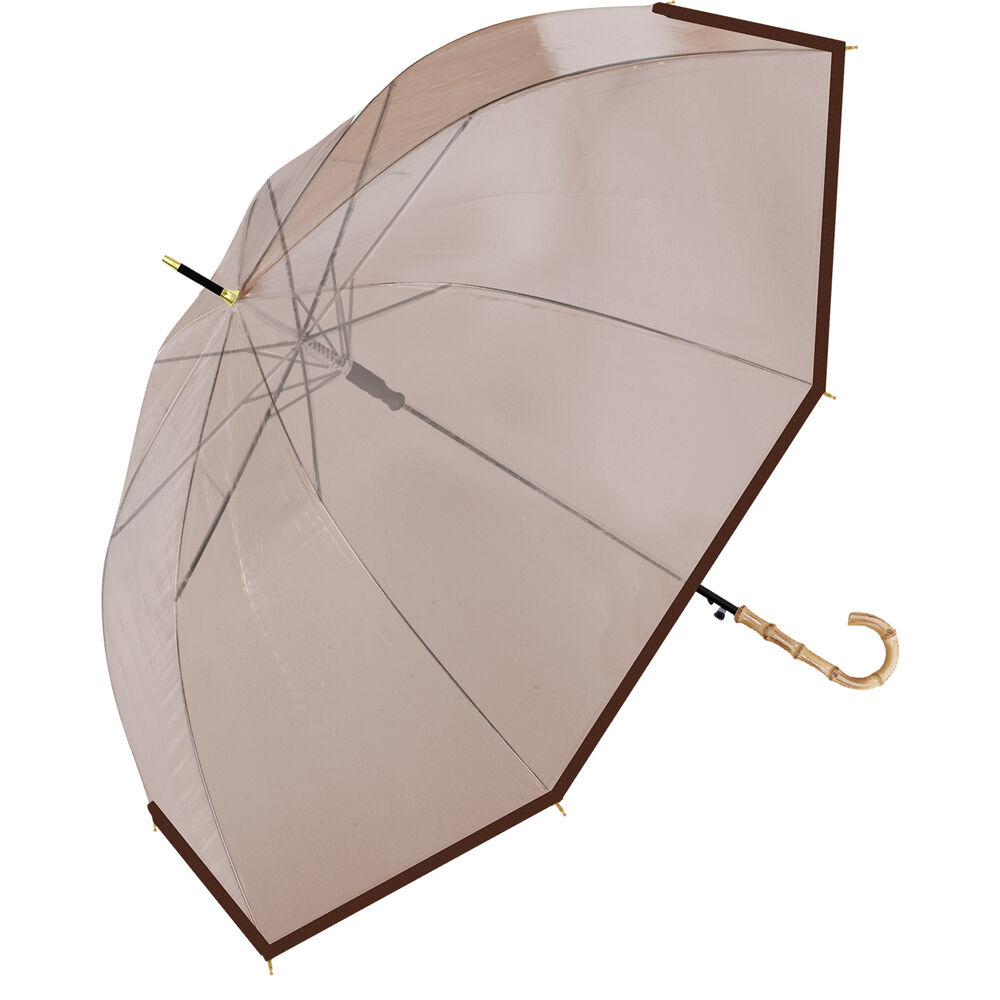 BACKYARD FAMILY「VINYL ヴァイナル ビニール傘 58cm バンブー カラー 通販 ジャンプ傘 雨傘 長傘 傘」|傘|ブラウン1