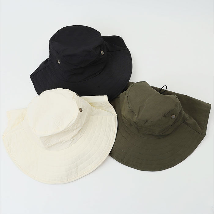 BACKYARD FAMILY「ハット 帽子 レディース 通販 サファリハット たれ付き あご紐付き シンプル 無地 ナイロン」|ハット|