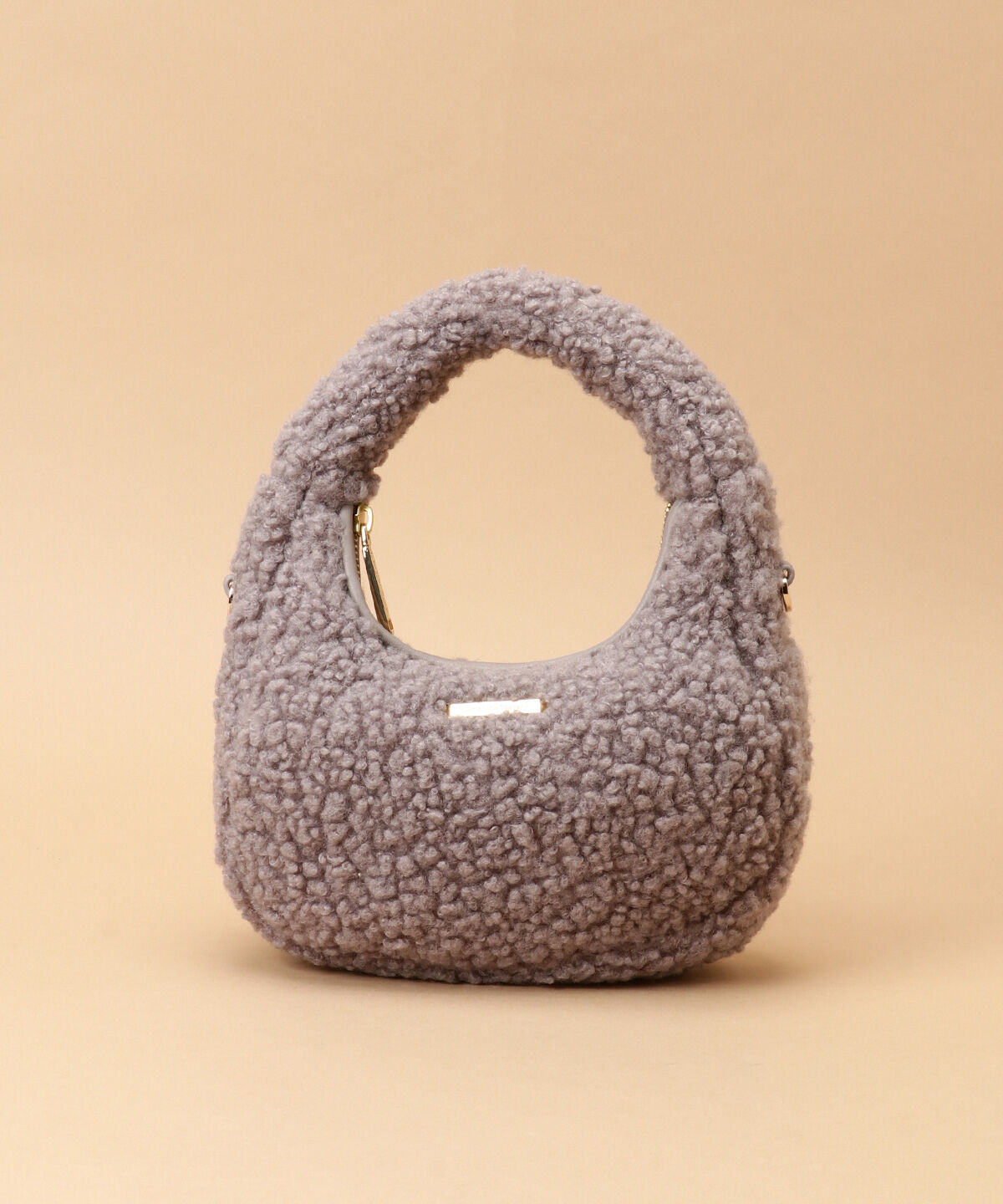 Samantha Thavasa「カールファー ハーフムーンバッグ」|ハンドバッグ|グレー