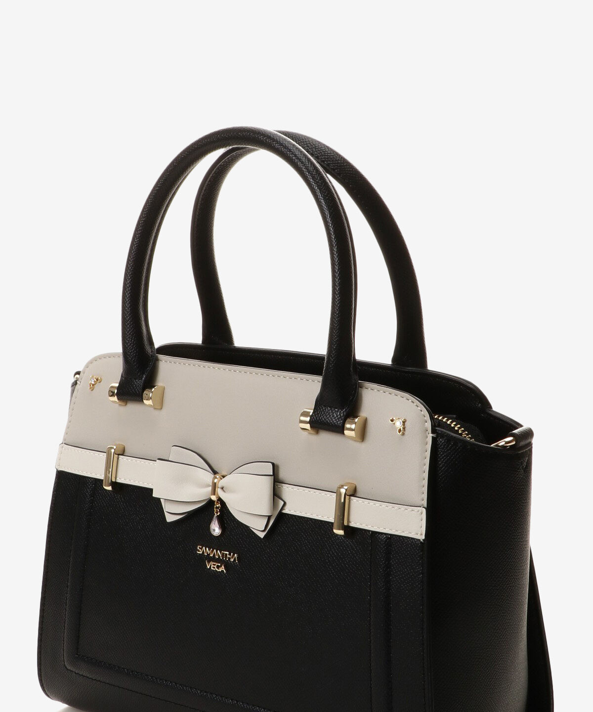 Samantha Vega「バイカラーアクセントリボントートバッグ」|ハンドバッグ|