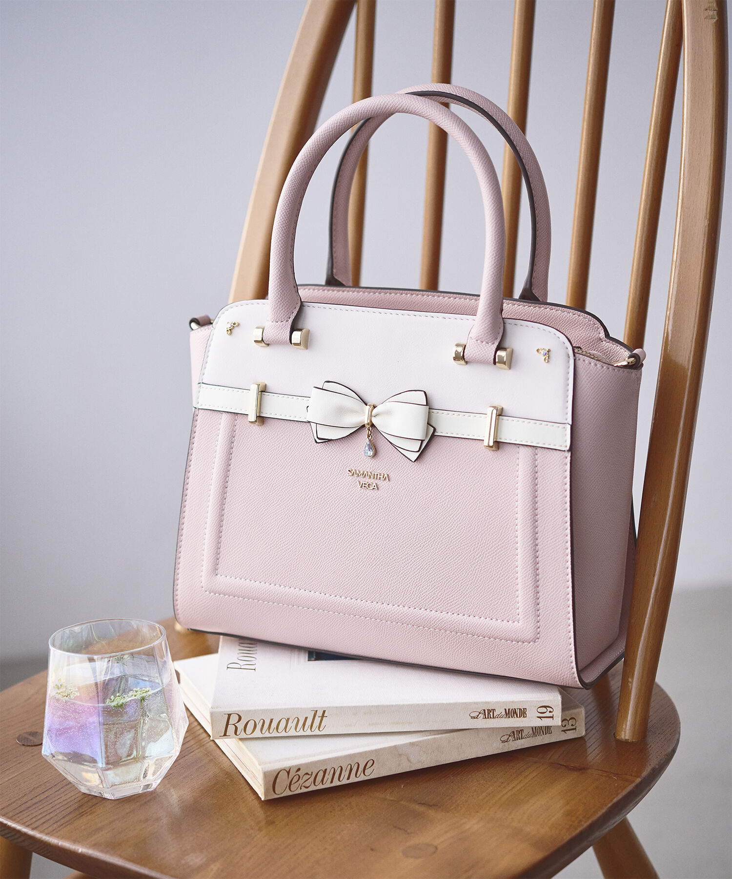 Samantha Vega「バイカラーアクセントリボントートバッグ」|ハンドバッグ|