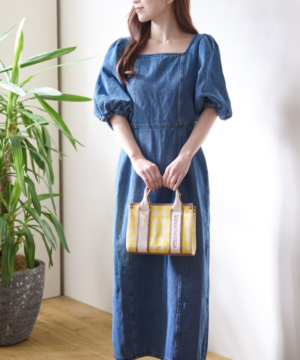 Samantha Vega「ロゴテープギンガムチェックショルダーバッグ（ミニ）」|ショルダー・メッセンジャー|イエロー