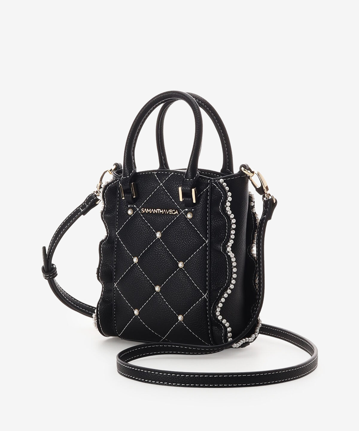 Samantha Vega「キルティングパールフラッタースマホショルダー」|ショルダー・メッセンジャー|