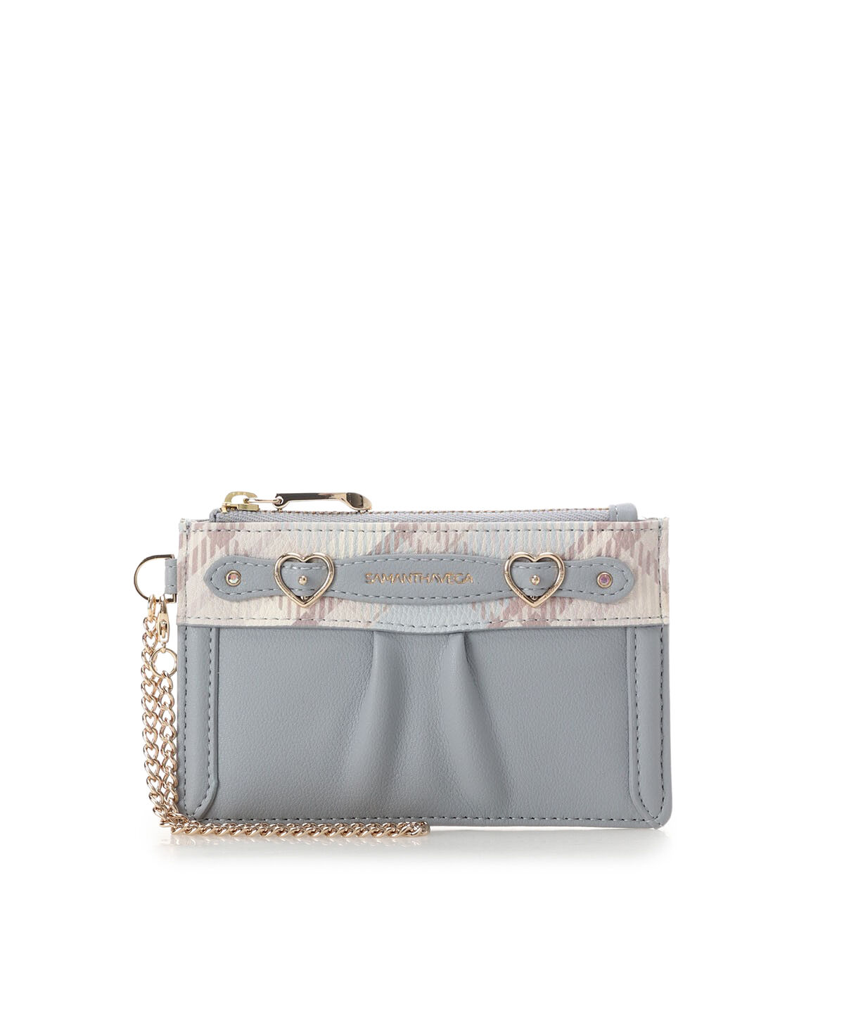 Samantha Vega「チェックハートベルトマルチケース」|コインケース|ライトブルー