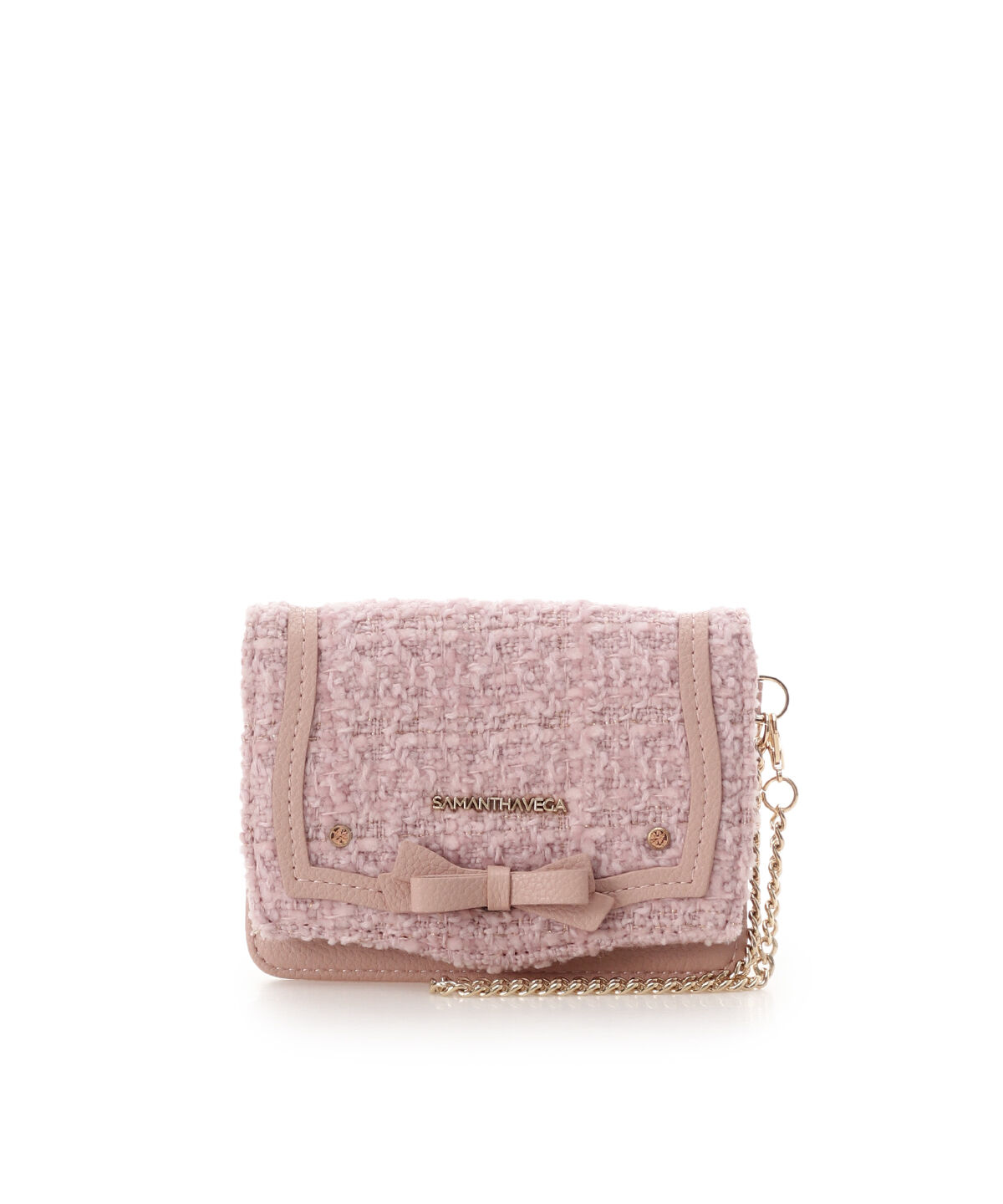 Samantha Vega「ソリッドリボンツイードパスケース」|定期入れ|ピンク