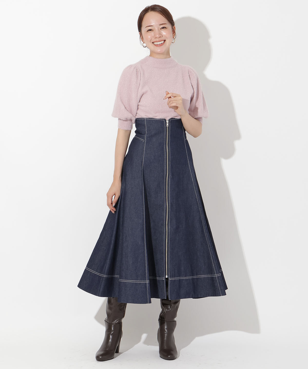 アンドクチュール「ラメフェザーニットプルオーバー」|ニット・セーター|