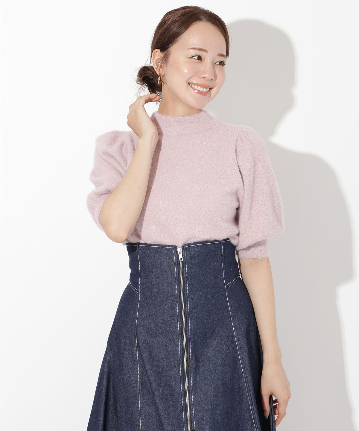 アンドクチュール「ラメフェザーニットプルオーバー」|ニット・セーター|