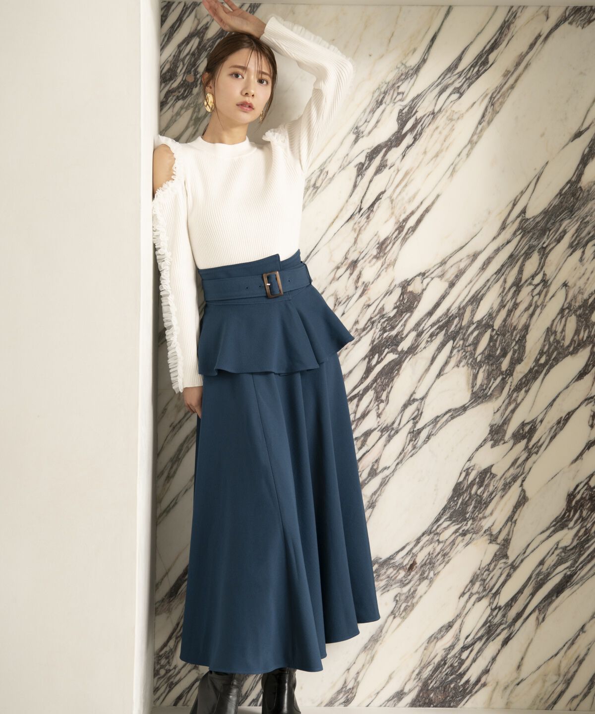 アンドクチュール「コルセットベルトフレアスカート」|フレア|
