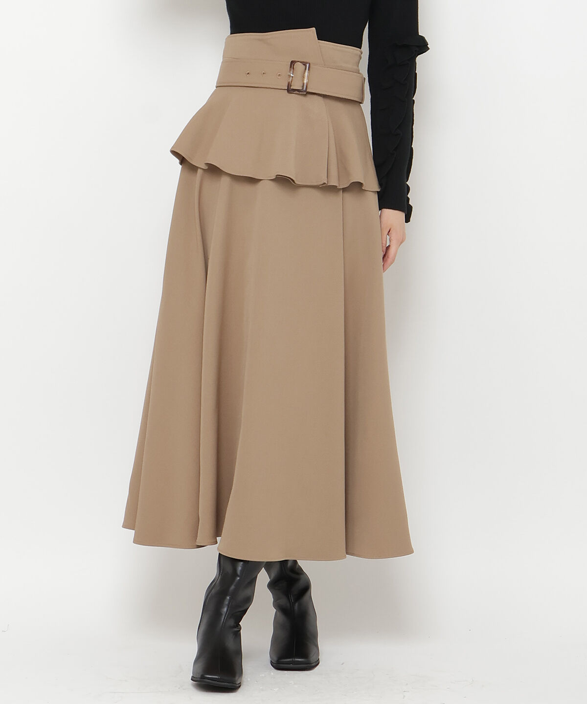 アンドクチュール「コルセットベルトフレアスカート」|フレア|