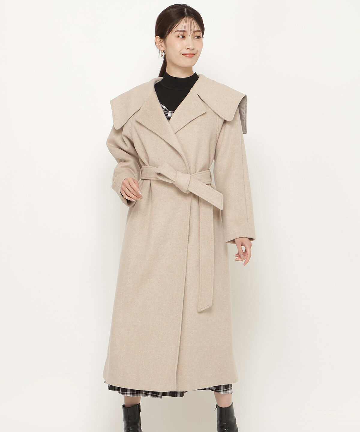 アンドクチュール「ケープカラーロングコート」|ダウン|