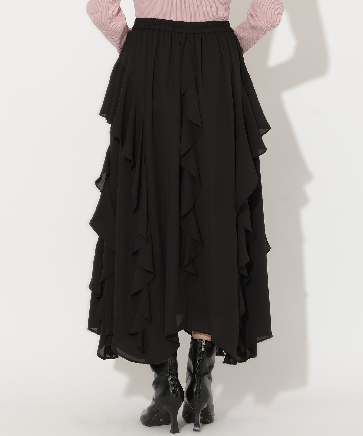 アンドクチュール「ラッフル切替フレアスカート」|フレア|