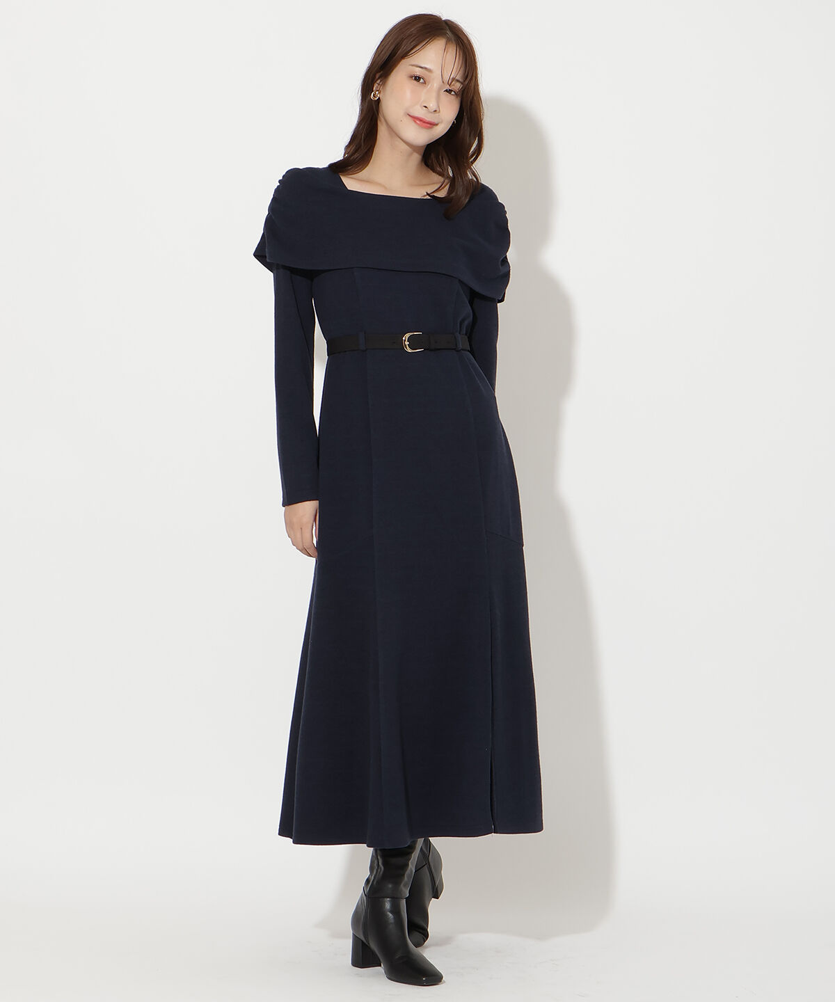 アンドクチュール「ベルト付きオフショルカットワンピース」|ワンピース|