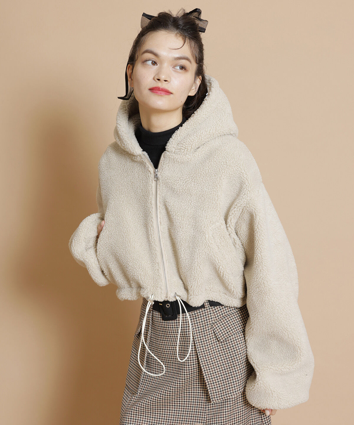 REDYAZEL「フードボアブルゾン」|その他|ベージュ