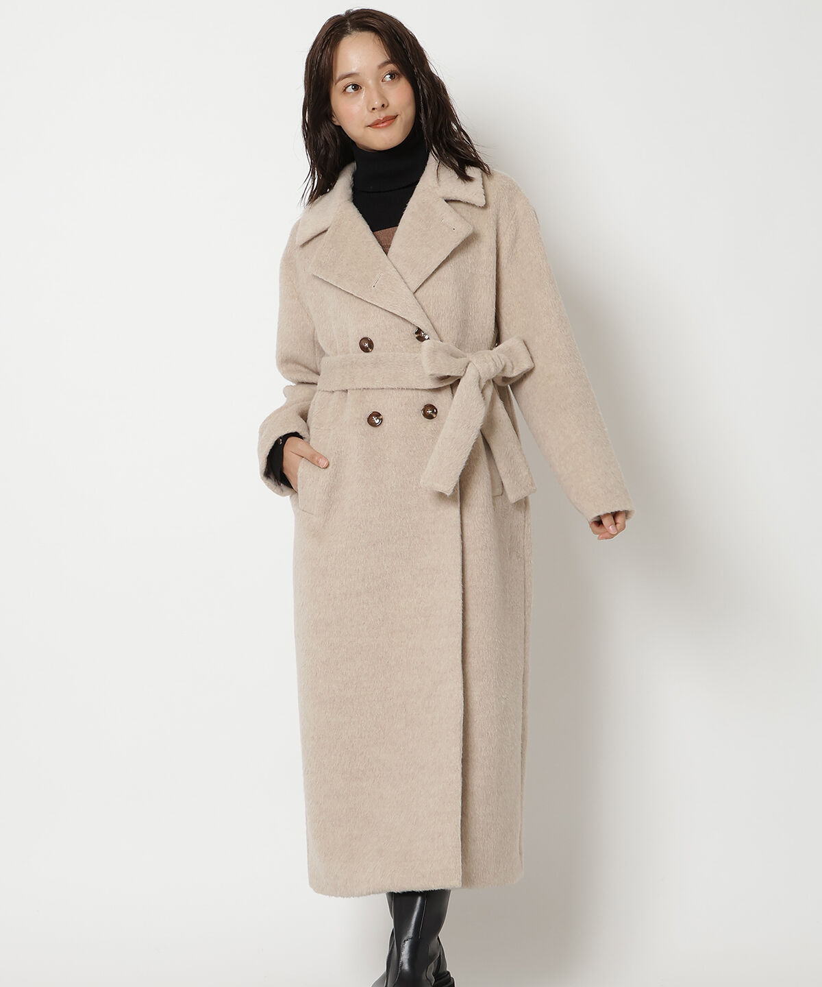 REDYAZEL「シャギーロングコート」|ステンカラーコート|