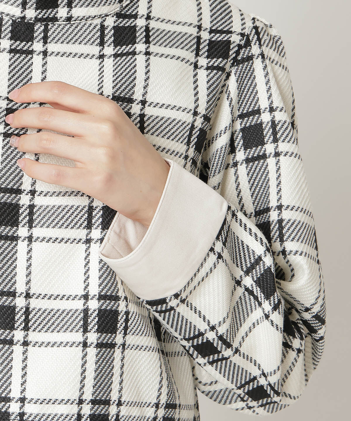 REDYAZEL「チェックハイネックコンパクトブラウス」|シャツ・ブラウス|
