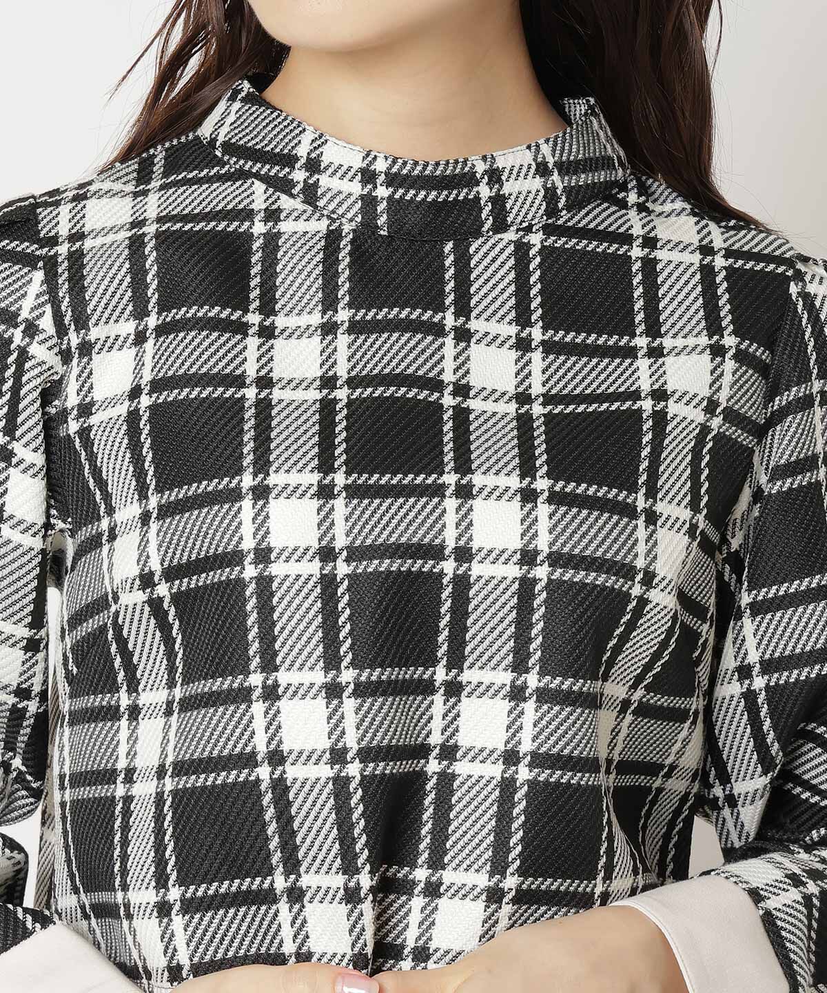 REDYAZEL「チェックハイネックコンパクトブラウス」|シャツ・ブラウス|