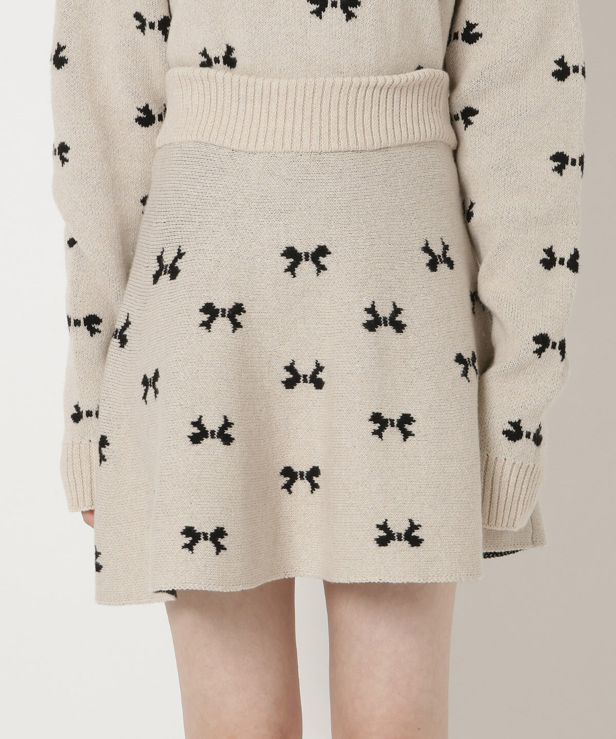 REDYAZEL「リボンジャガードニットスカート」|フレア|