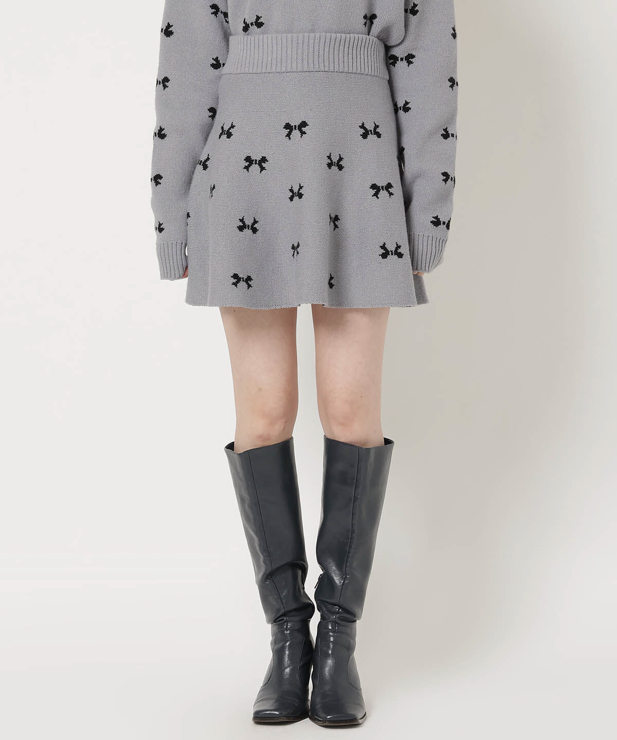 REDYAZEL「リボンジャガードニットスカート」|フレア|