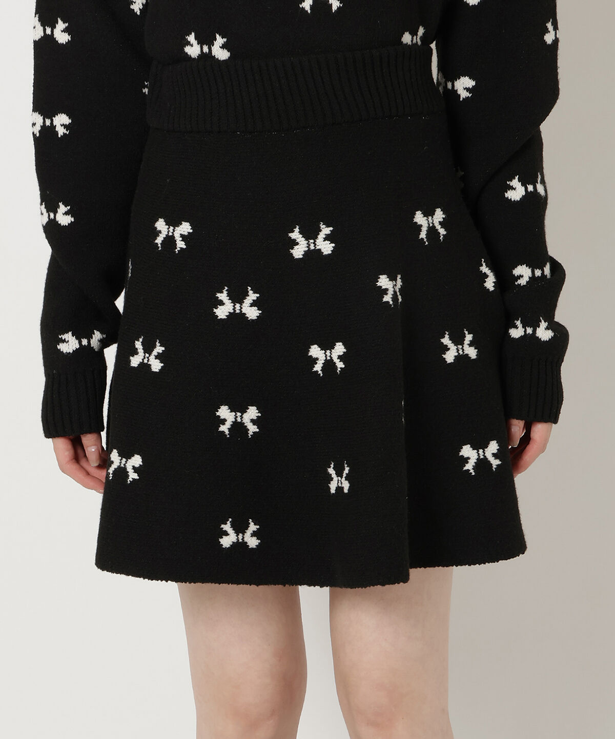 REDYAZEL「リボンジャガードニットスカート」|フレア|