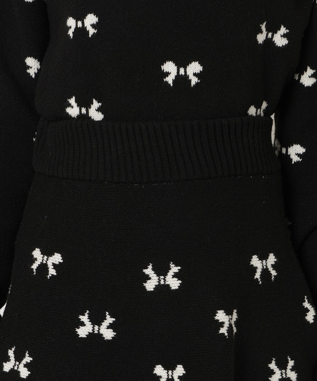 REDYAZEL「リボンジャガードニットスカート」|フレア|