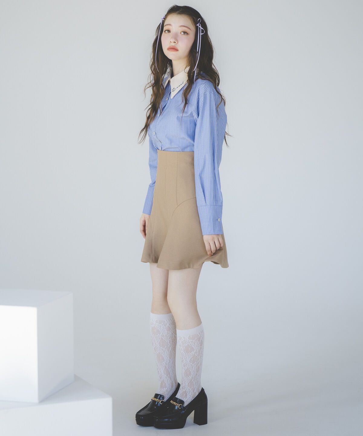 REDYAZEL「ハイウエストミニスカート」|フレア|