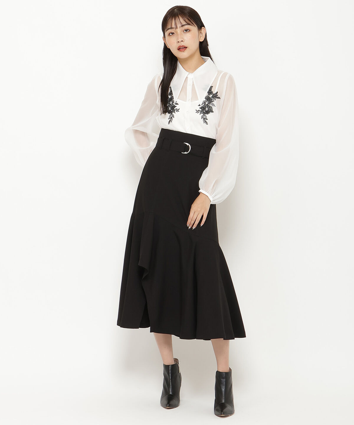 REDYAZEL「アシメフレアスカート」|フレア|ブラック