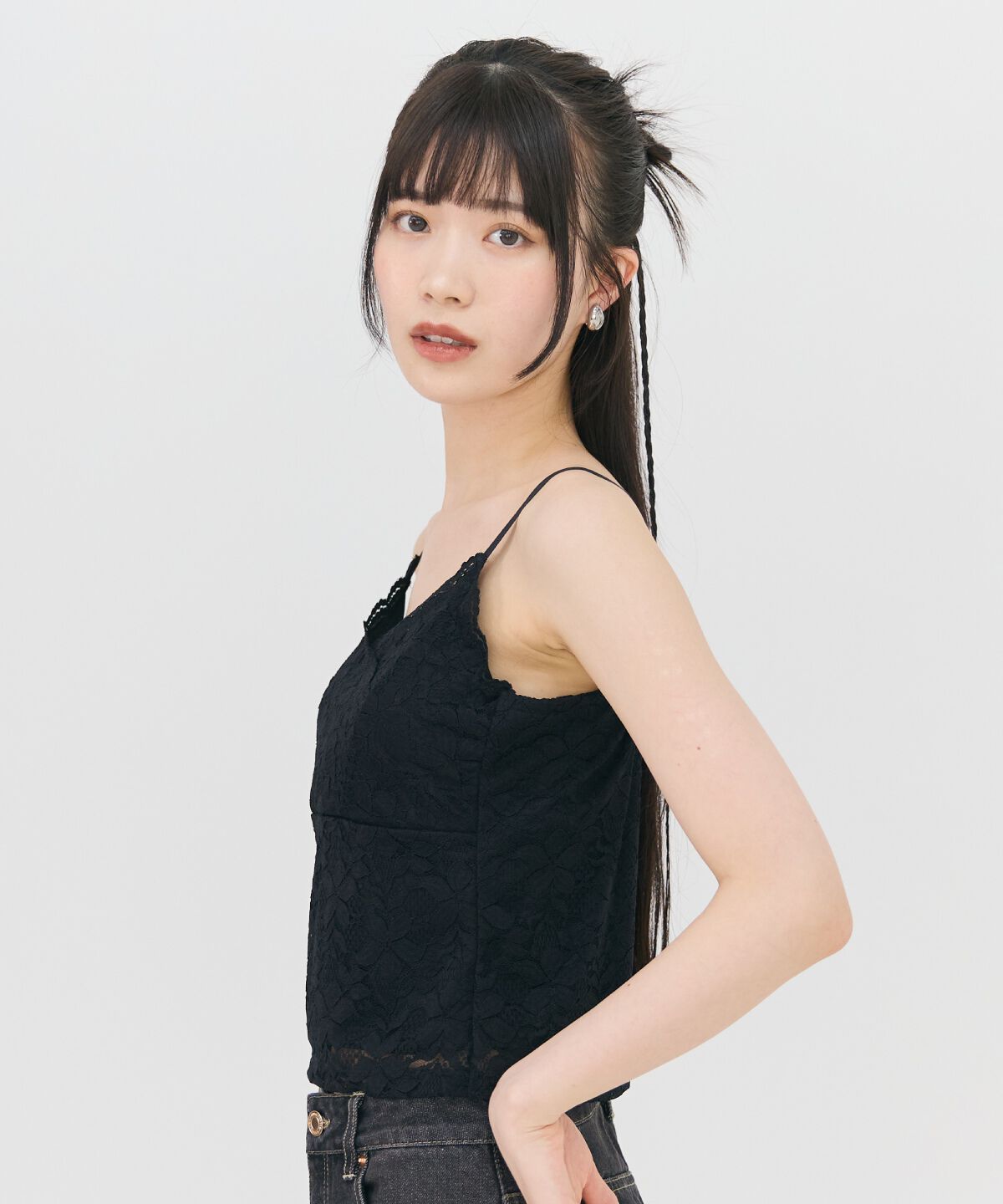 REDYAZEL「カップインレースキャミ」|キャミソール|ブラック