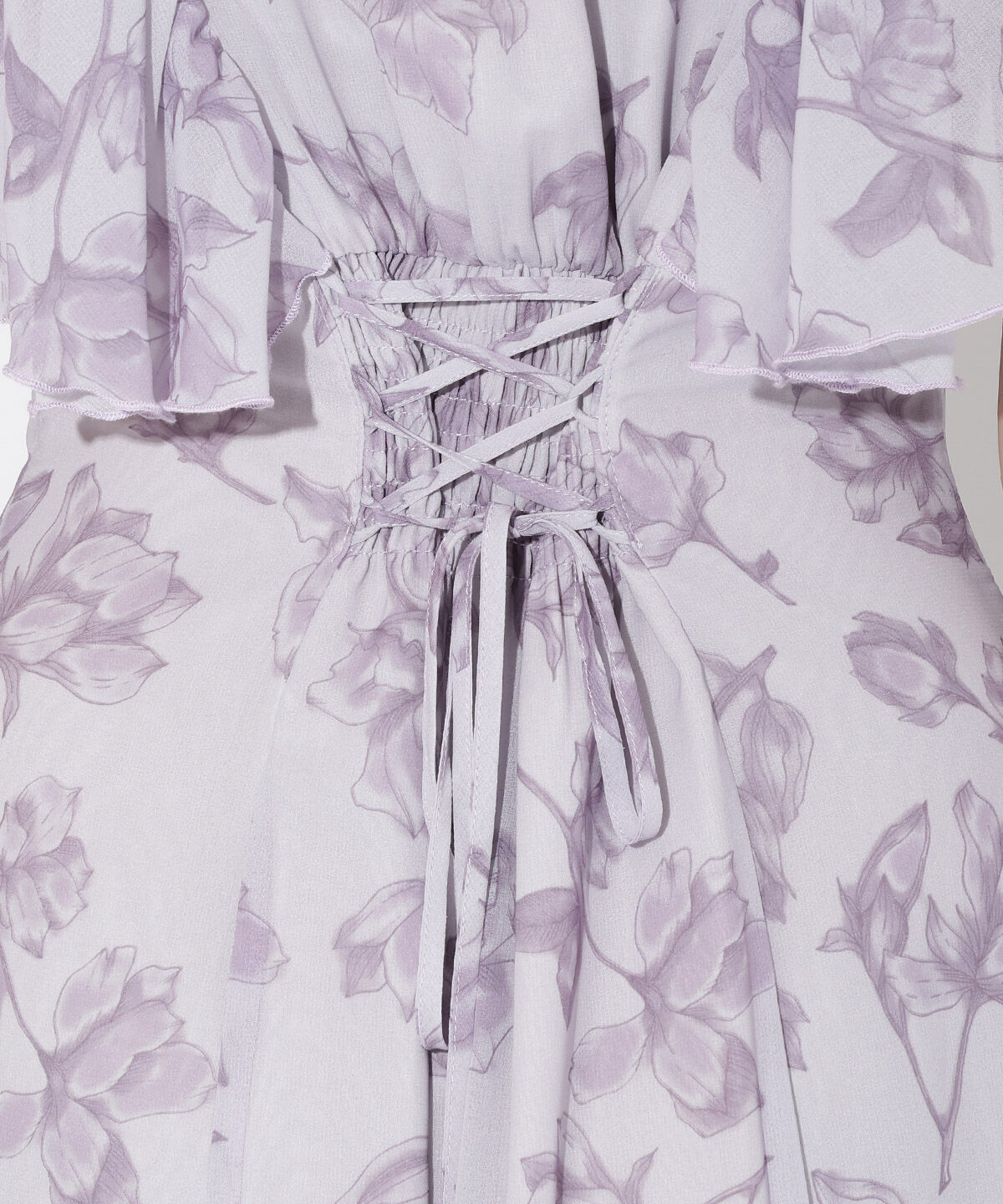 WILLSELECTION「ラインフラワー袖フリルワンピース」|ワンピース|