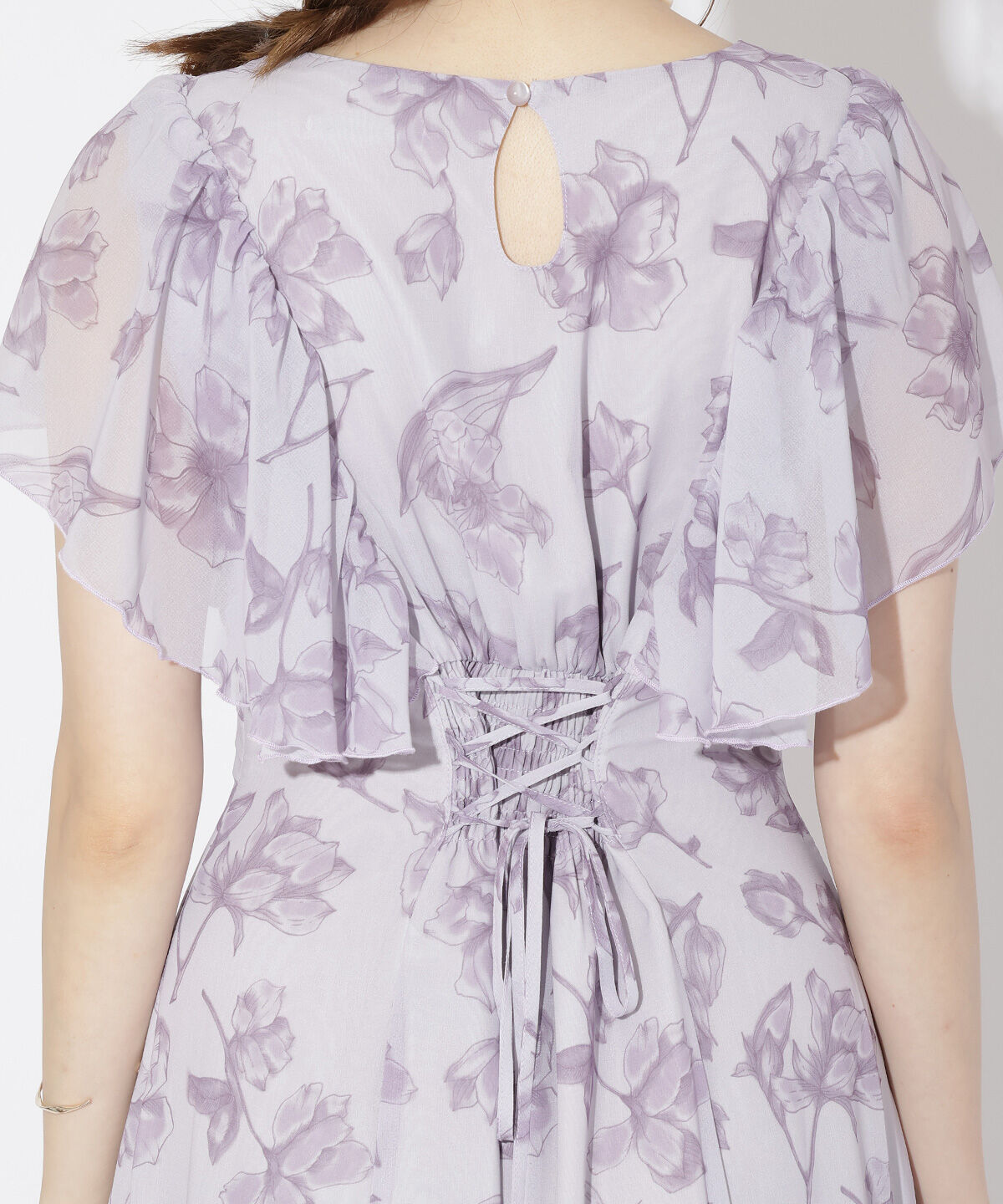 WILLSELECTION「ラインフラワー袖フリルワンピース」|ワンピース|